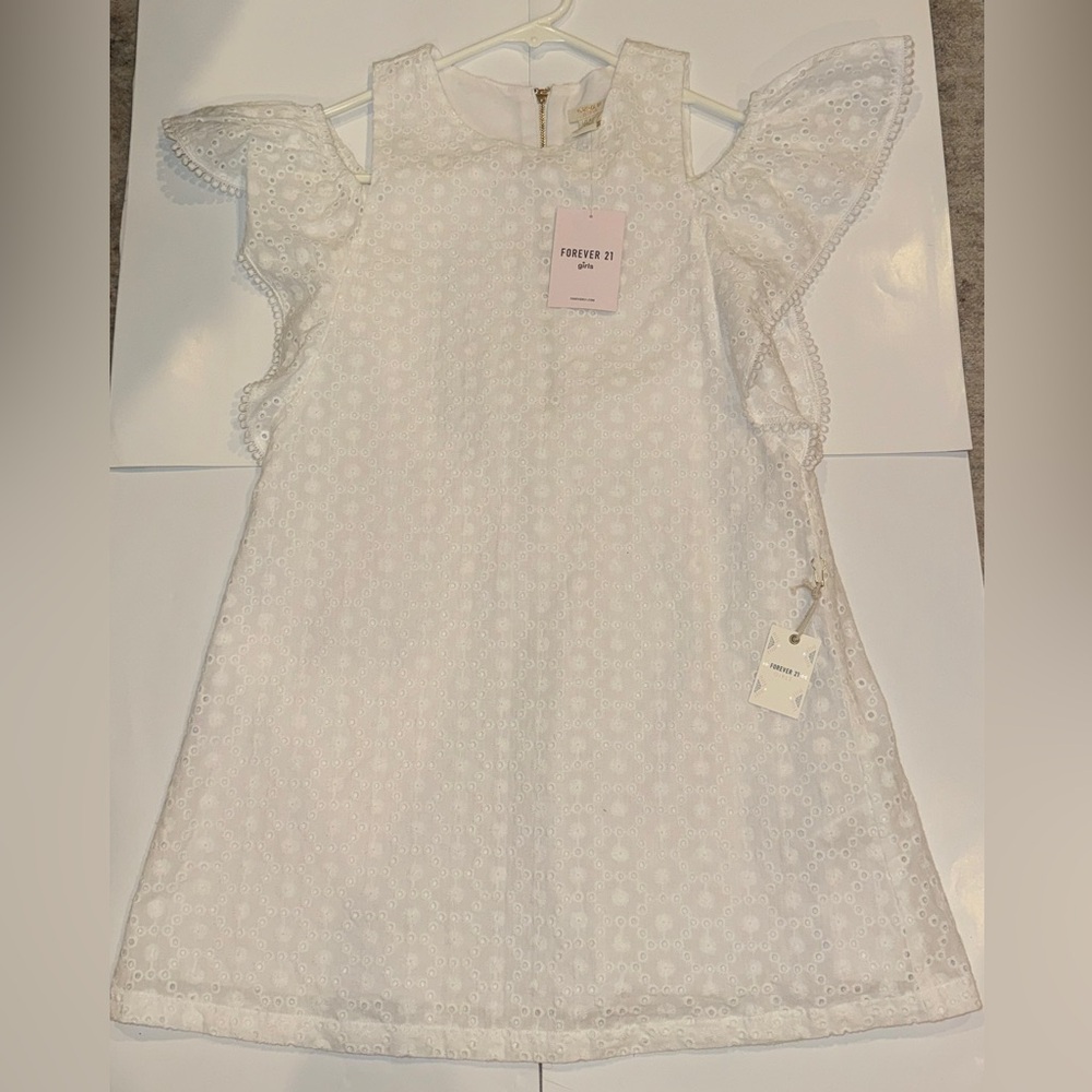 Forever 21 Cream Eyelet Dress with Flutter Sleeves